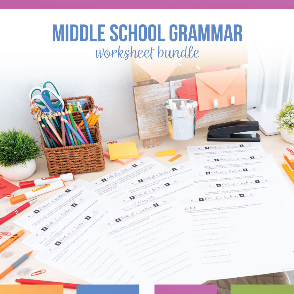 Middle School Grammar Worksheet Bundle