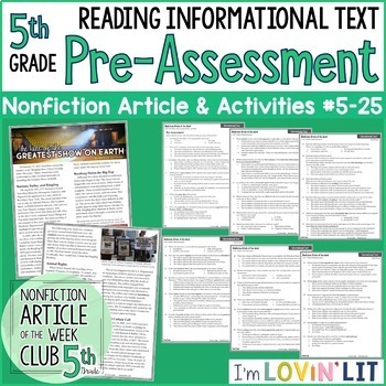 5th Grade Reading Informational Text Pre-Assessment