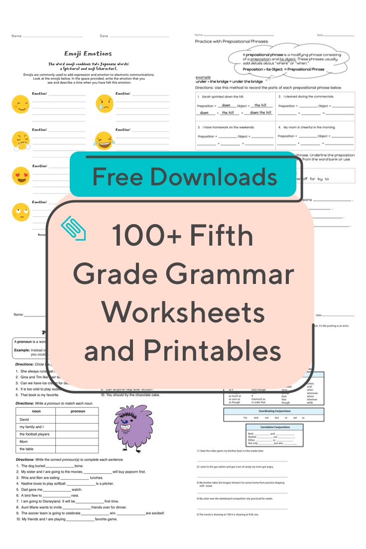 5th Grade Grammar and Mechanics Worksheets