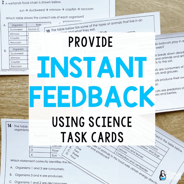 Science Task Cards for Instant Feedback