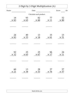 Math-Drills 2-Digit Multiplication Worksheets