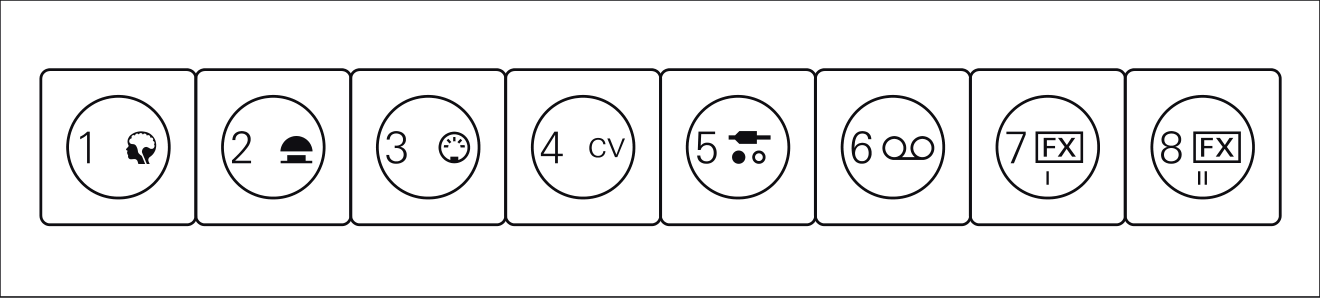 Official guide row showing the eight default instrument track roles