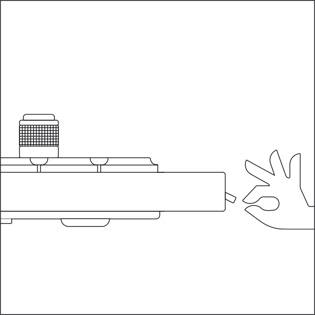 Official guide hardware illustration showing the OP–XY power switch