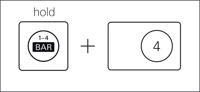 Official guide illustration showing Bar held while track scale 4 is selected