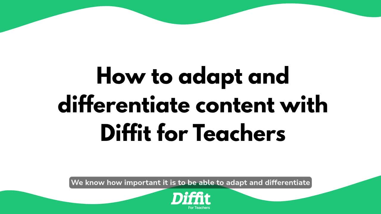 Diffit official social video cover reading How to adapt and differentiate content with Diffit for Teachers