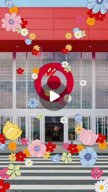 Target official Spring Breeze reel cover framing a store entrance with animated paper flowers